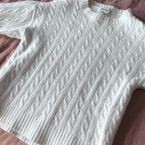 Sunday Best Cream Cable-Knit Scoop Neck Sweater